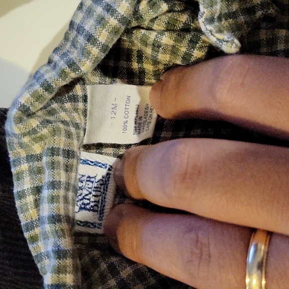 BABY Corduroy and Shirt Set 12 months Green and Brown - Picture 4 of 5